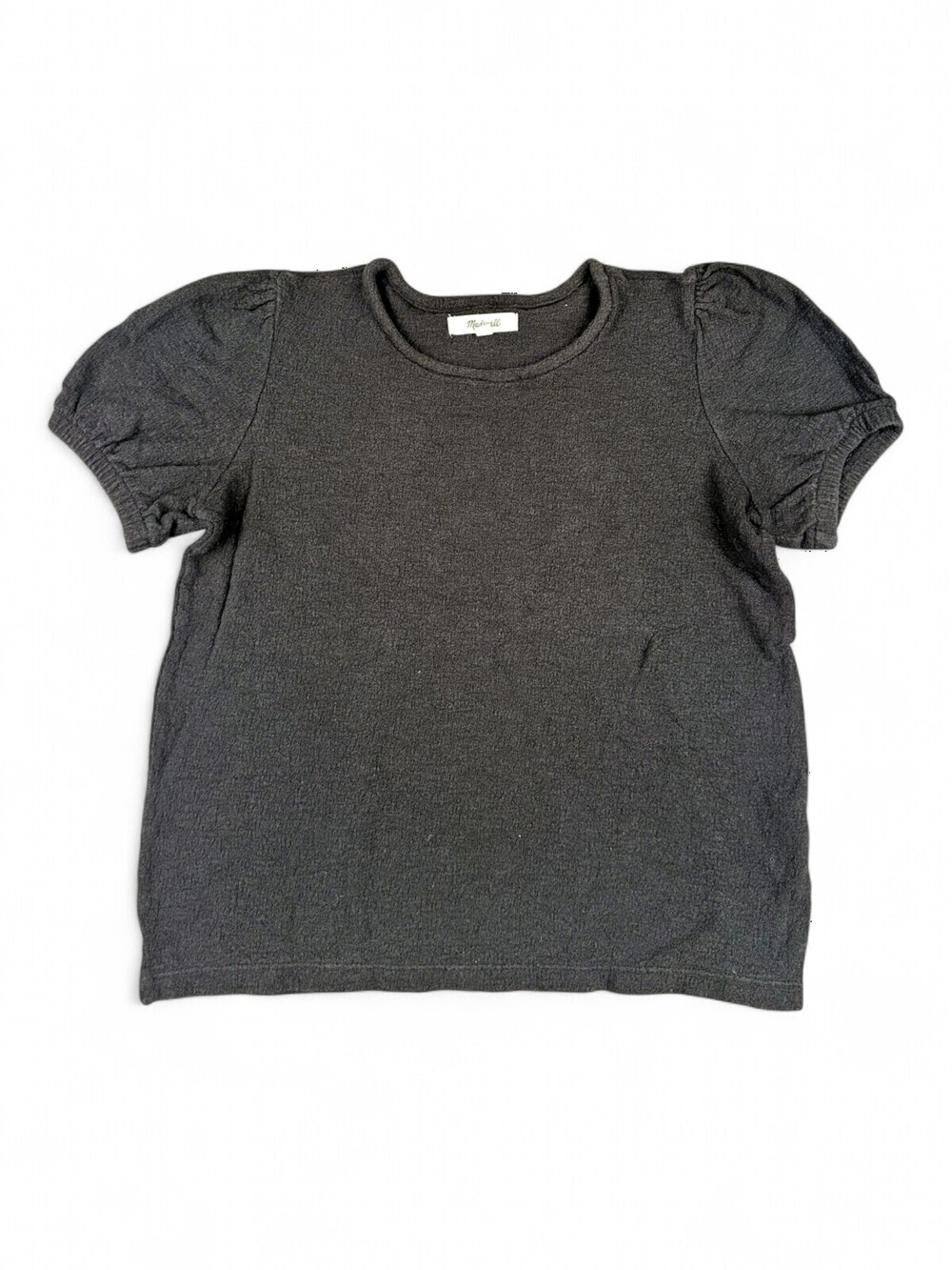 Madewell Black Puff Sleeve Textured Tee Top XS